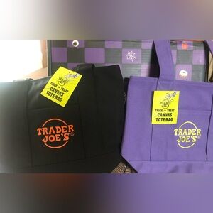 Trader Joe's Black and Purple Mini Tote Bags